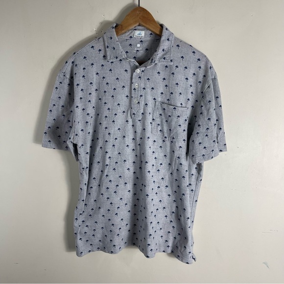 johnnie-O The OG Pique Polo - Currituck Print Shirt Size Large Cotton Grey - Picture 3 of 10